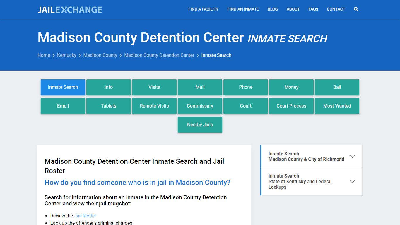 Madison County Detention Center Inmate Search - Jail Exchange